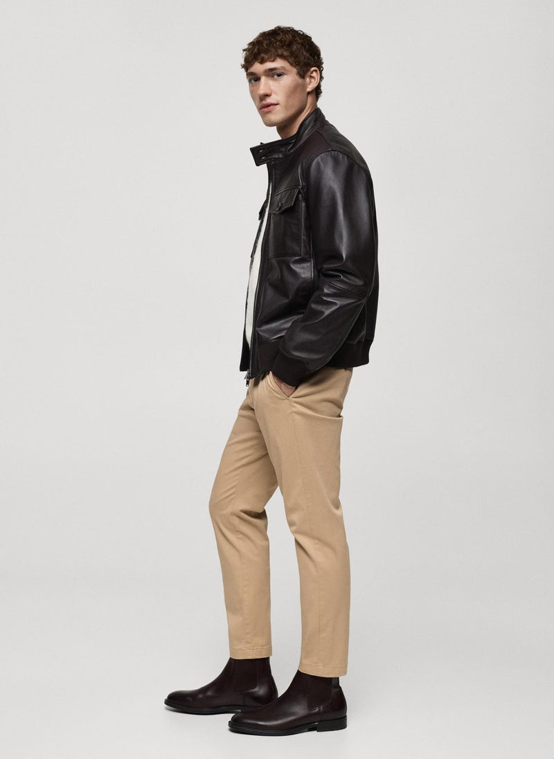 Mango Man Prato Cropped Tapered Chino Trousers  - Image 3