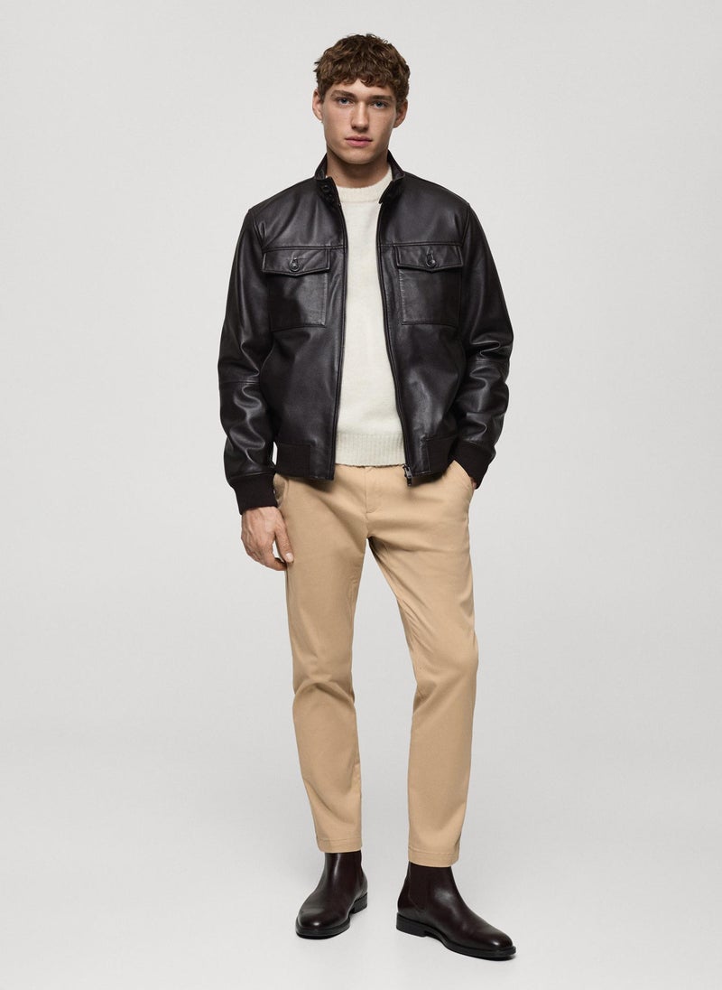 Mango Man Prato Cropped Tapered Chino Trousers  - Image 4