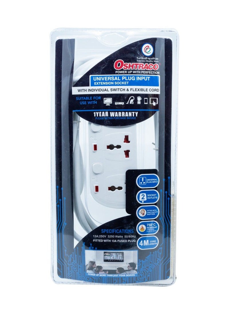 OSHTRACO Oshtraco 4 Way Universal Extension Socket 4 Metre  - Image 1