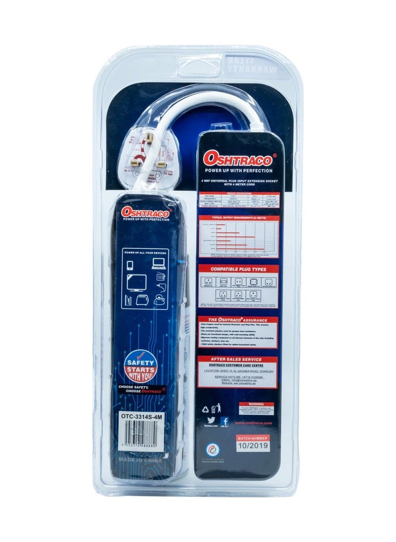 OSHTRACO Oshtraco 4 Way Universal Extension Socket 4 Metre  - Image 2