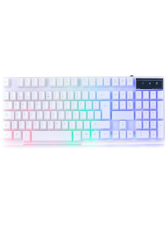 Orzly PS5 Gaming Keyboard white RGB USB Wired Rainbow Keyboard Designed for PC Gamer PS5, Laptop, Xbox, Nintendo Switch, RX-250 Hornet Edition - Siberia White edition - Image 1