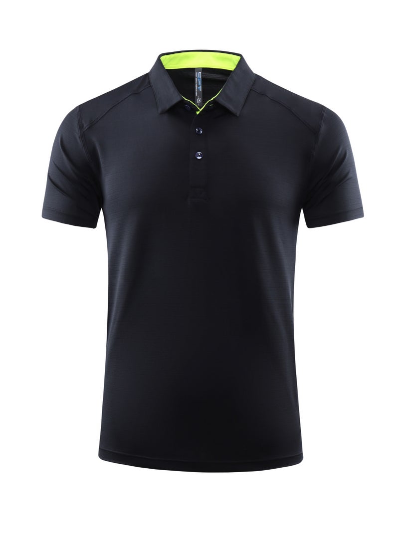 YEL PRO Men Quick Dry Breathable Elastic T-Shirt Black - Image 1