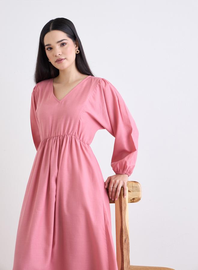 Styli Balloon Sleeve A-Line Maxi Dress - Image 1