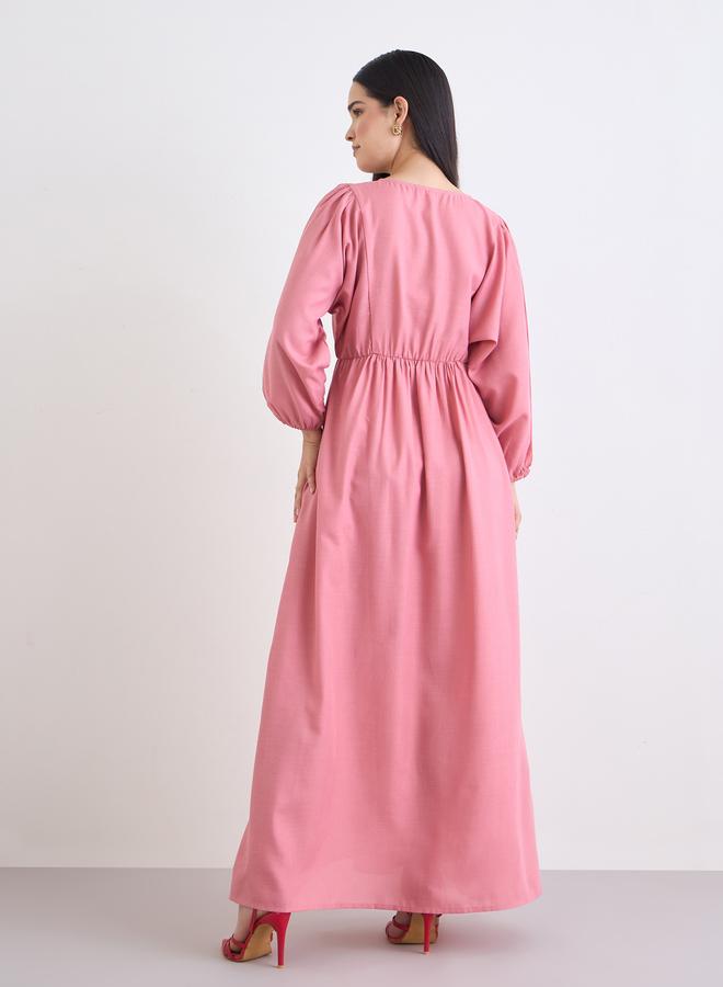 Styli Balloon Sleeve A-Line Maxi Dress - Image 5