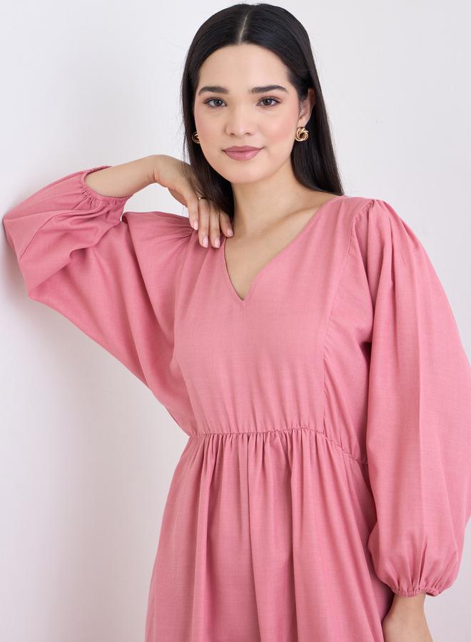 Styli Balloon Sleeve A-Line Maxi Dress - Image 4