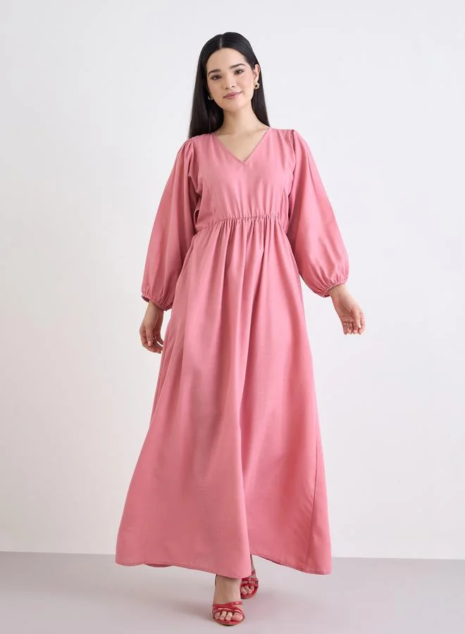 Styli Styli Balloon Sleeve A-Line Maxi Dress