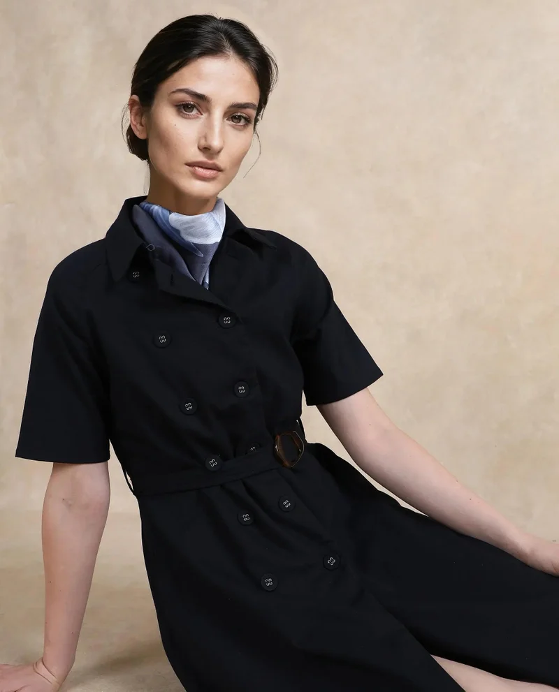 Rareism Women's Trench Dress With Overlap Detail