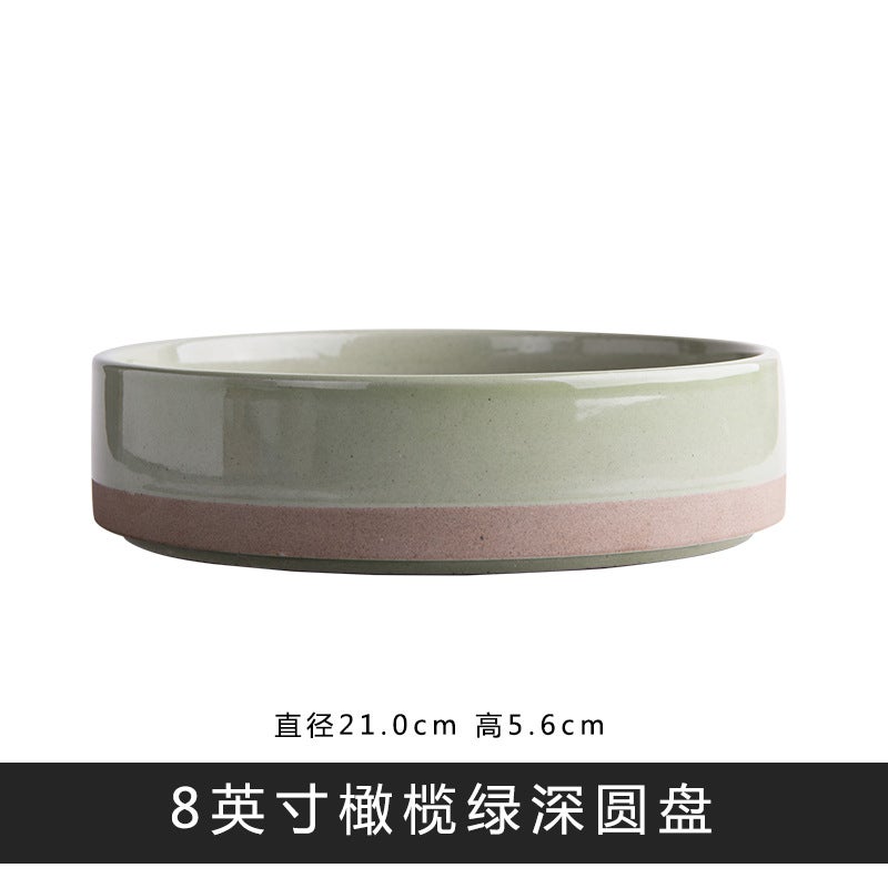 Korean Ceramic Dinnerware Set Dinner Plate Bowl Wooden Mug - Image 1