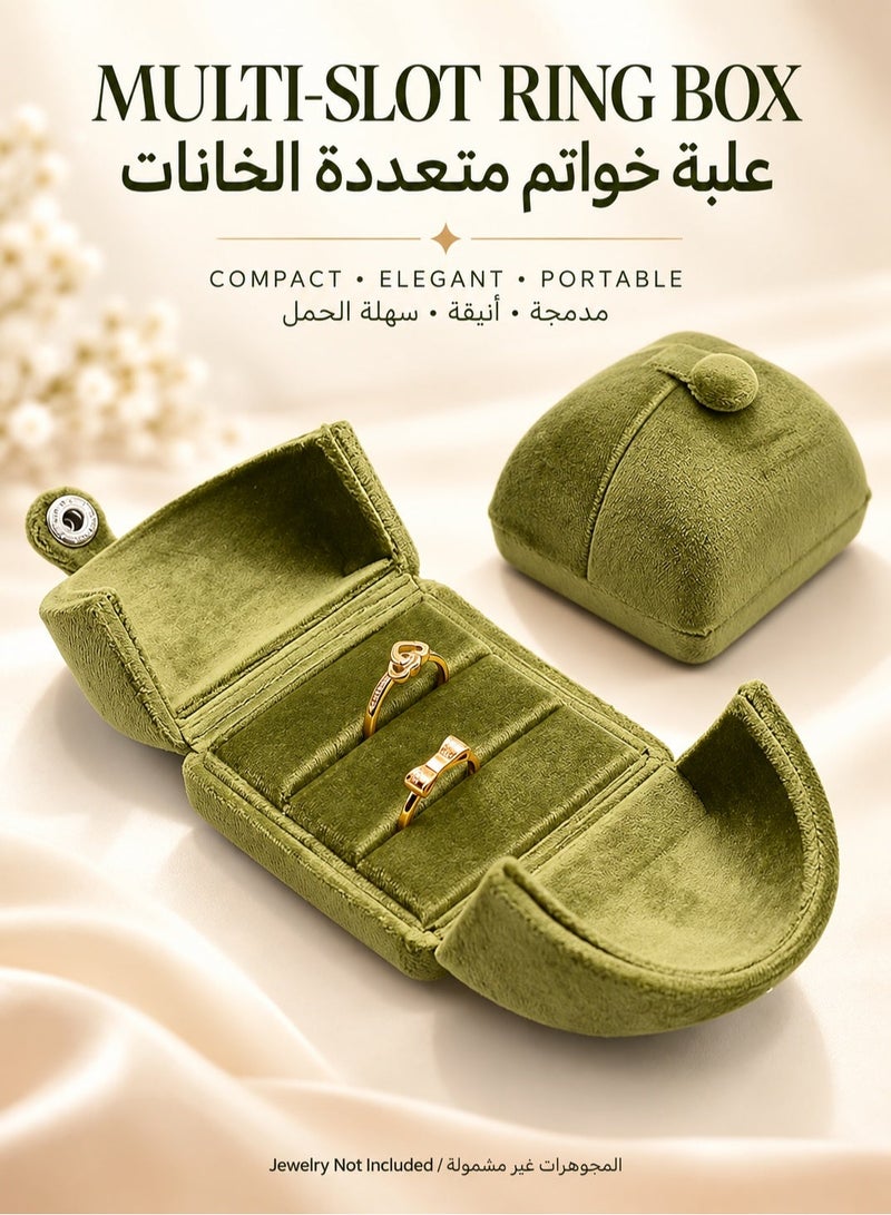 دونيسو علبة خواتم مزدوجة من المخمل الأخضر بفتحتين، حامل خواتم للخطوبة والزفاف وطلب الزواج، علبة هدايا مخملية مدمجة للأزواج والمراسم والذكرى السنوية، قطعة واحدة - Image 1