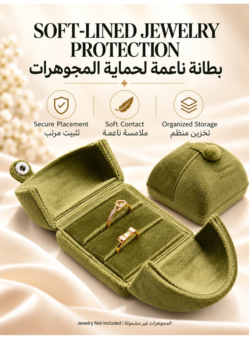 دونيسو علبة خواتم مزدوجة من المخمل الأخضر بفتحتين، حامل خواتم للخطوبة والزفاف وطلب الزواج، علبة هدايا مخملية مدمجة للأزواج والمراسم والذكرى السنوية، قطعة واحدة - Image 5