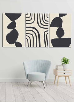 LOWHA Set Of 3 Framed Canvas Wall Arts Stretched Over Wooden Frame, Abstract Paintings, For Home, Living Room, Office Decor  - Image 3
