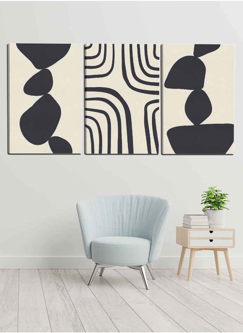 LOWHA Set Of 3 Framed Canvas Wall Arts Stretched Over Wooden Frame, Abstract Paintings, For Home, Living Room, Office Decor  - Image 3