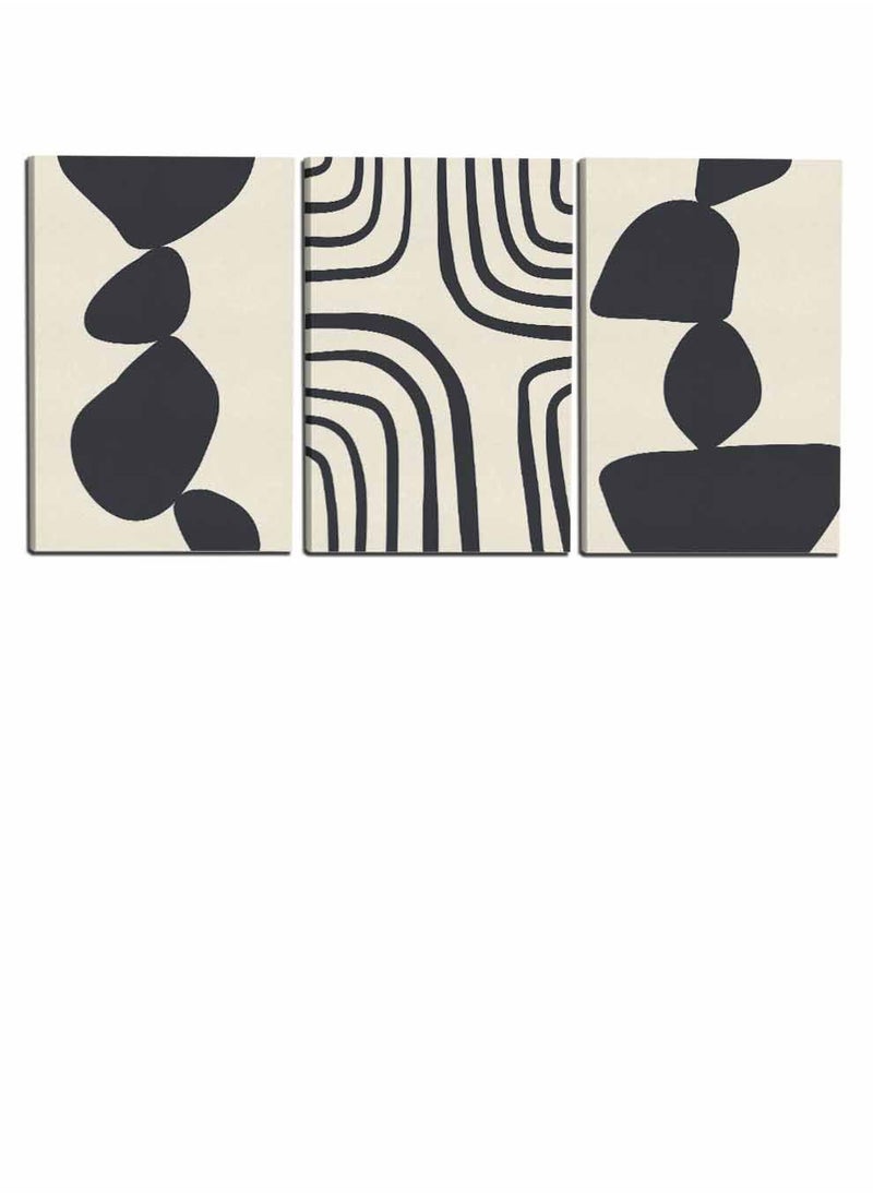 LOWHA Set Of 3 Framed Canvas Wall Arts Stretched Over Wooden Frame, Abstract Paintings, For Home, Living Room, Office Decor  - Image 4