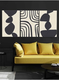 LOWHA Set Of 3 Framed Canvas Wall Arts Stretched Over Wooden Frame, Abstract Paintings, For Home, Living Room, Office Decor  - Image 1
