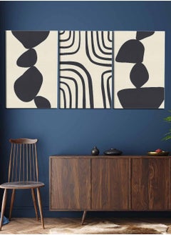 LOWHA Set Of 3 Framed Canvas Wall Arts Stretched Over Wooden Frame, Abstract Paintings, For Home, Living Room, Office Decor  - Image 2