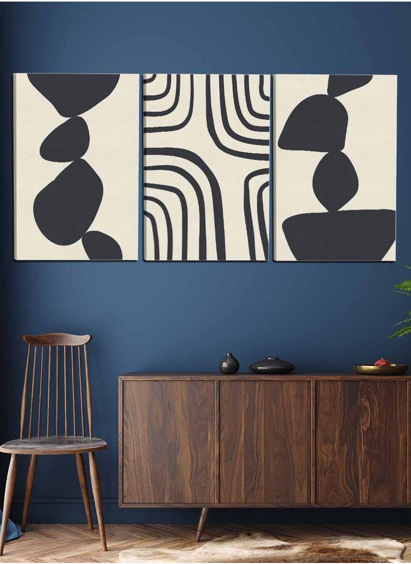 LOWHA Set Of 3 Framed Canvas Wall Arts Stretched Over Wooden Frame, Abstract Paintings, For Home, Living Room, Office Decor  - Image 2