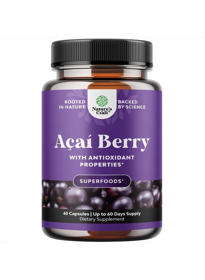 Natures Craft Acai Berry Antioxidant Support Weight Loss Supplement for Women and Men - Vitamins Minerals Antioxidant Formula Supports Immune System and Boost Energy Cognitive Health - 60 Servings - Image 1