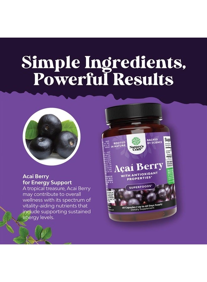 Natures Craft Acai Berry Antioxidant Support Weight Loss Supplement for Women and Men - Vitamins Minerals Antioxidant Formula Supports Immune System and Boost Energy Cognitive Health - 60 Servings - Image 4