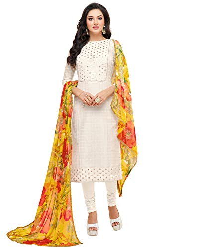 Rajnandini Women Dress Material, Off White, Free Size - Image 1