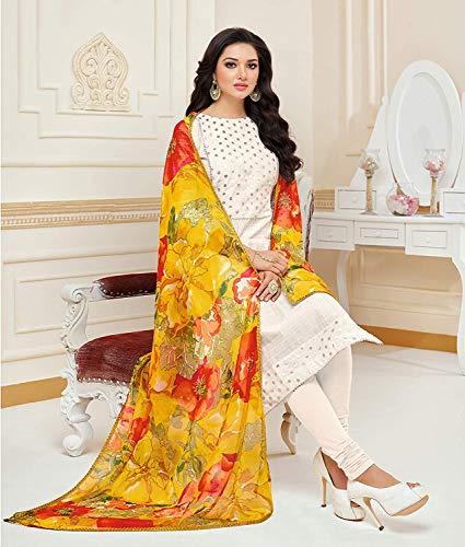 Rajnandini Women Dress Material, Off White, Free Size - Image 3