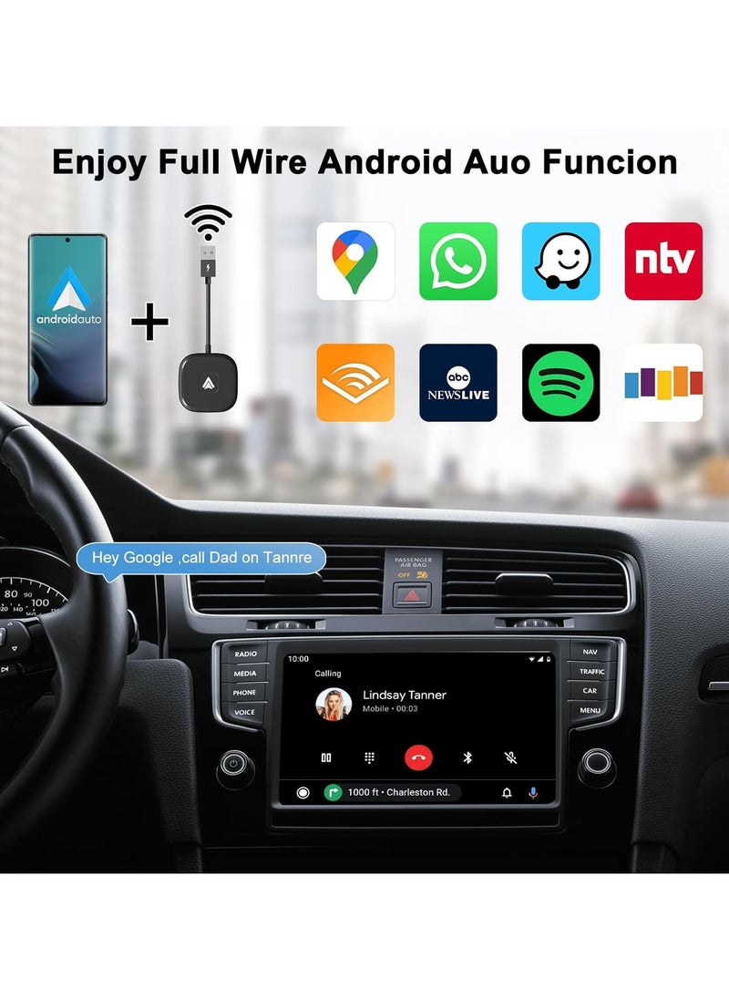 Android Car Wireless Adapter | Wireless Android Auto Dongle for Cars with Wired AA | USB-C Wireless Android Car Adapter | 98% Car Compatibility | Fast Wireless Connection for Android Auto & Stereos