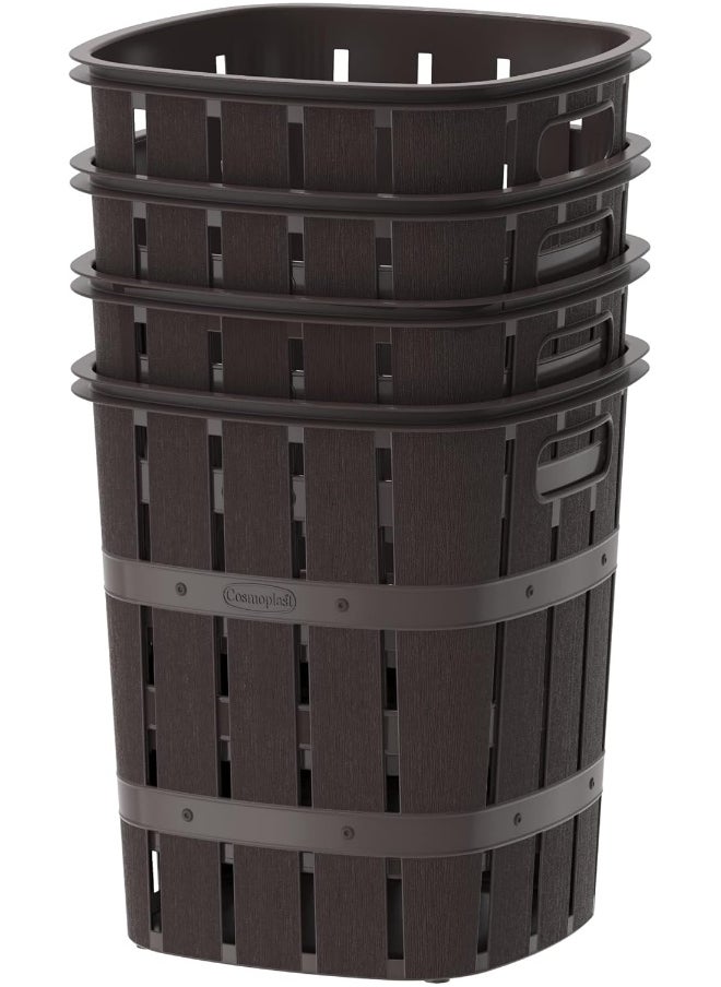 Cosmoplast - Cosmoplast 33L Cedargrain Laundry Bin, Dark Brown, 33-liters - Image 1
