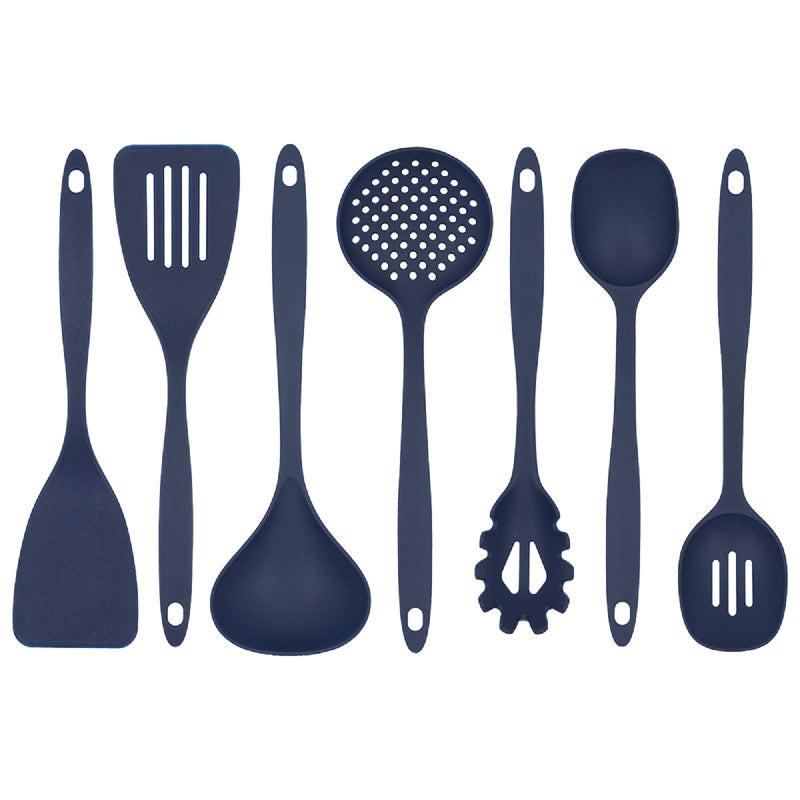 Glad Cooking Kitchen Utensils Set â€“ 7 Pieces, Nylon Tools for Nonstick Cookware, Blue - Image 1