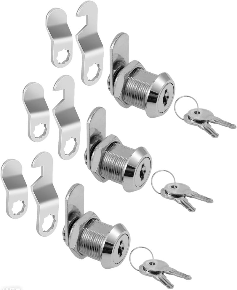 PawGlow 5/8" Cabinet Locks with Keys, Keyed Alike Cam Lock for Tool Box, Mailbox, RV Storage and Pickup Trucks, Zinc Alloy (3 Pack, 5/8 Inch) - Image 1