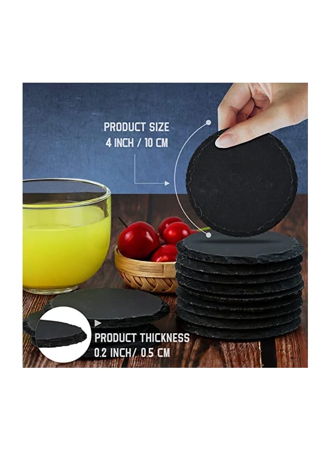 The Bros Slate Coaster, 6 Pack Slate Coasters 4 Inch,4 Inch Black Stone Coasters Bulk Cup Handmade Coaster Set - Image 3