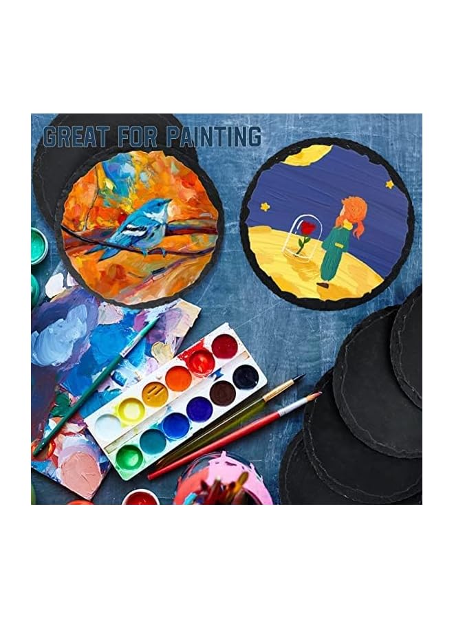 The Bros Slate Coaster, 6 Pack Slate Coasters 4 Inch,4 Inch Black Stone Coasters Bulk Cup Handmade Coaster Set - Image 2