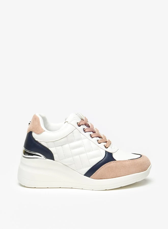 فلورا بيلا من شو إكسبرس Panelled Wedge High Cut Sneakers with Lace-Up Closure
