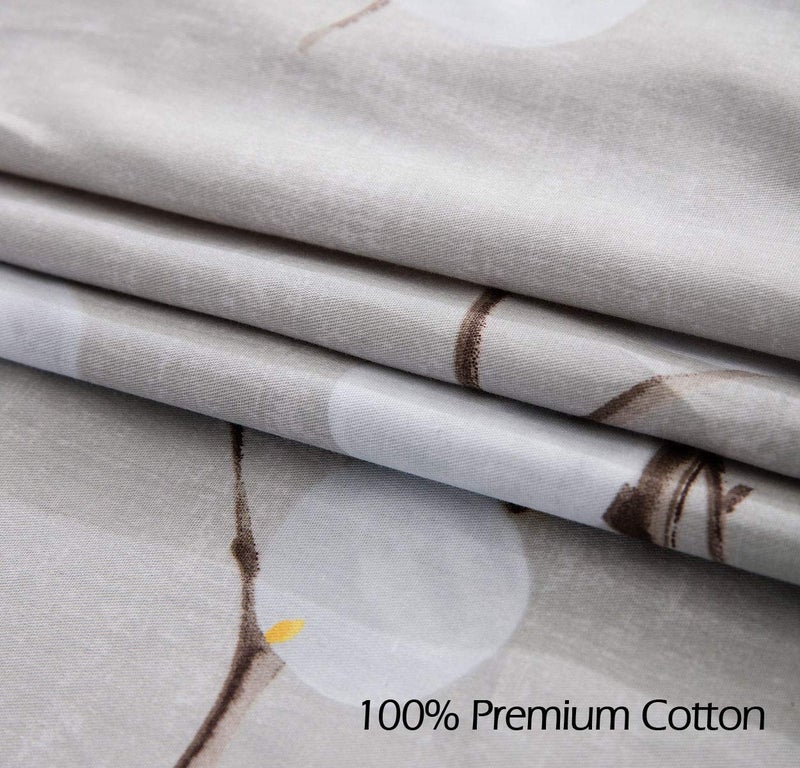 SLEEPBELLA Duvet Cover King, 600 Thread Count Cotton Grey Branch with Yellow Turquoise Polka Dot Pattern Green Reversible Comforter Cover(King, Grey Branches) - Image 5