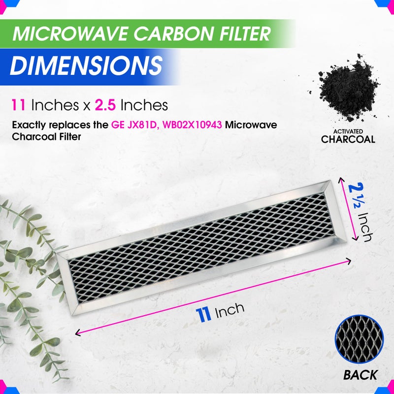 Bagean Microwave Charcoal Filter 11.02 X 2.52 For Jx81D Wb02X10943 Ge Microwave Filter Replacement - This Carbon Filter Freshens And Filters Kitchen Air Entering The Over-The-Range Oven Vent Fan (2-Pack) - Image 3