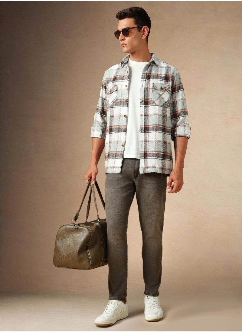 Dennis Lingo Men's Grey 100% Cotton Checkered Shirt  - Image 5