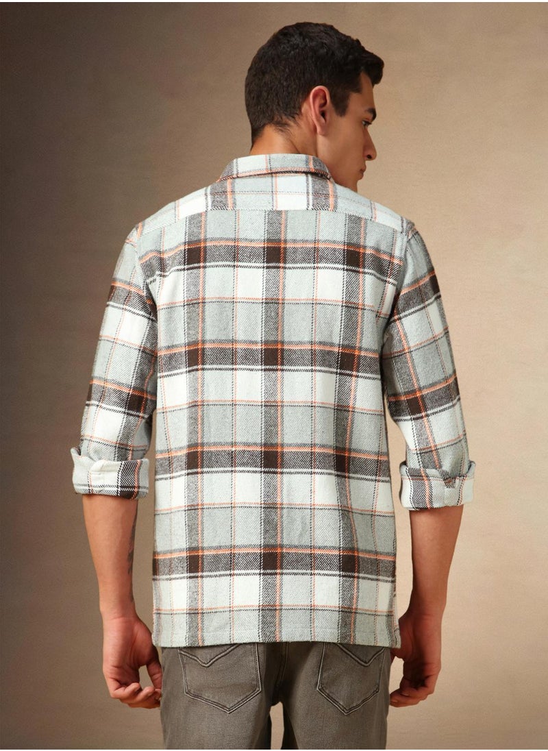 Dennis Lingo Men's Grey 100% Cotton Checkered Shirt  - Image 3