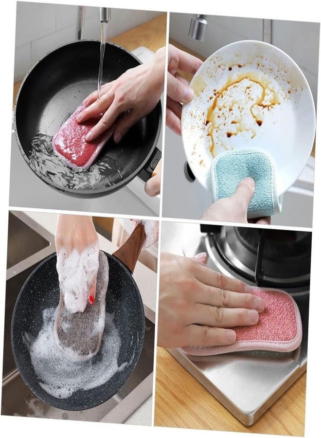 VAJIN Multipurpose Scrub Sponges Reusable Non-Scratch Rough Scrubbers for Pots and Pans Soft Microfiber Scrub Side for Washing Dishes Suitable Scrub Sponges for Home & Kitchen (Pack of 2) - Image 3