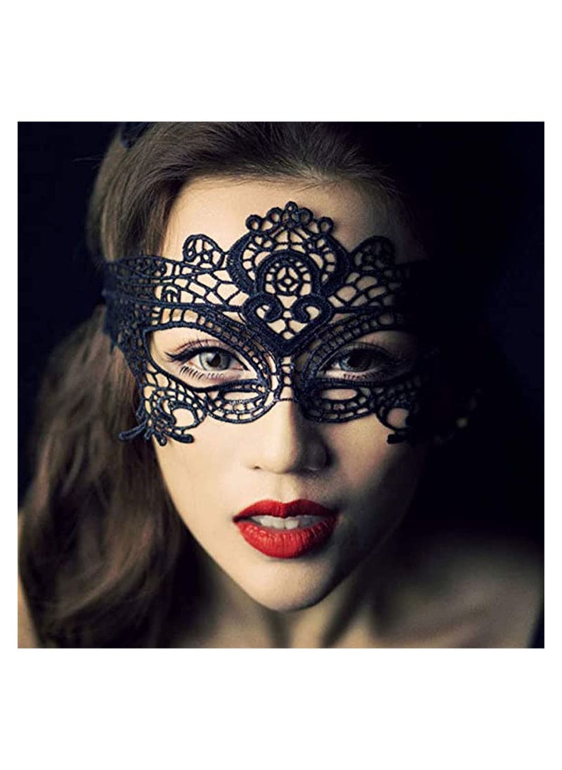 Excefore - Women Floral Strappy Lingerie Set with Black Lace Mask, Cut Out Crisscross Push Up Bra and Panty Underwear 3 Pieces Sets - Image 1