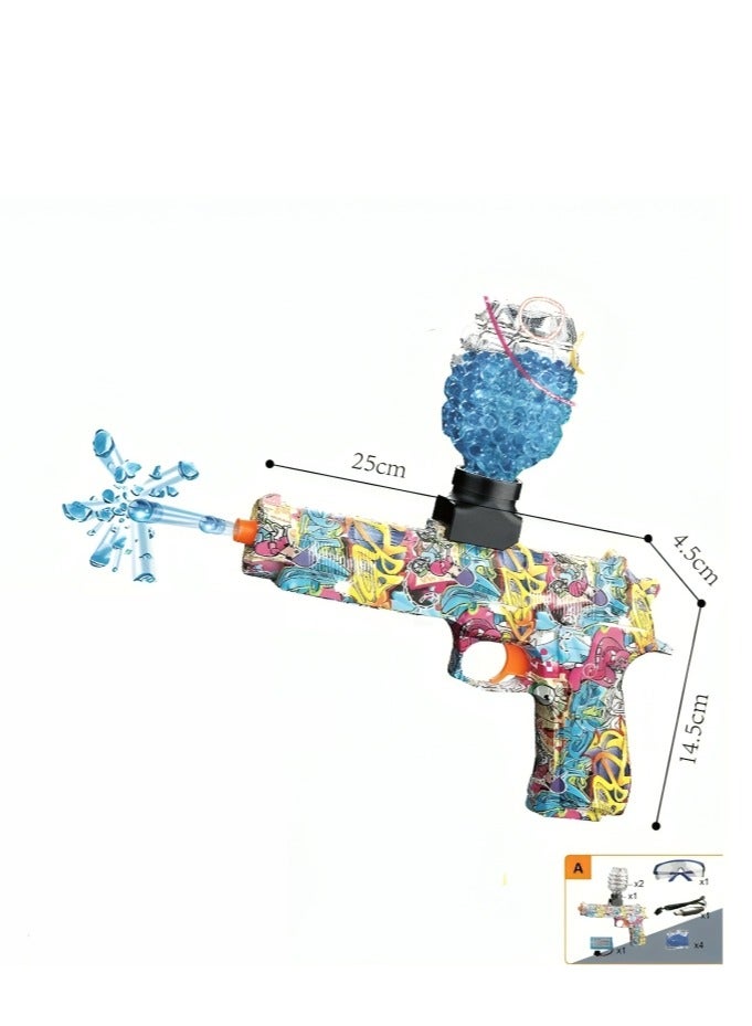Fully Automatic Colorful Graffiti Water Bead Shooting Game - USB Charging, Eco-Friendly Water Bead Filled Tank with Safety Goggles and Accessories, 25cm - Image 1
