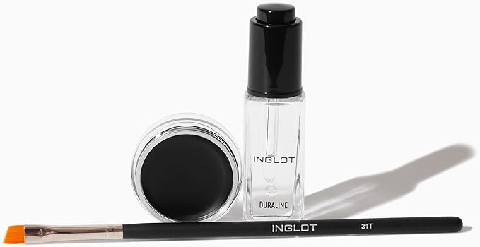 Inglot Eye Essentials Set Duraline AMC Eyeliner Gel 77 Makeup Brush 31T Black Eyeliner Prolong Makeup Durability Transparent Waterproof - Image 5