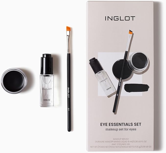 Inglot Eye Essentials Set Duraline AMC Eyeliner Gel 77 Makeup Brush 31T Black Eyeliner Prolong Makeup Durability Transparent Waterproof - Image 3