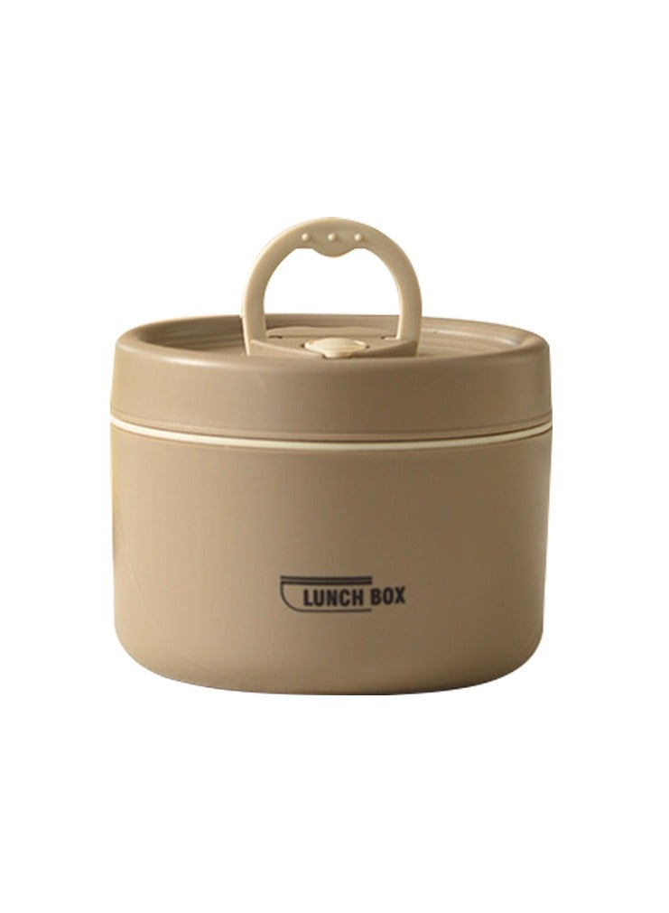 Aijmil صندوق غداء بسعة كبيرة 600 مل، أدوات مائدة، عزل حراري للميكروويف، صندوق غداء محمول آمن للطعام، صندوق تخزين للتمور، مناسب لموظفي المكاتب والطلاب والمسافرين، صندوق تاريخ مفرغ من الهواء - بني*1 - Image 1