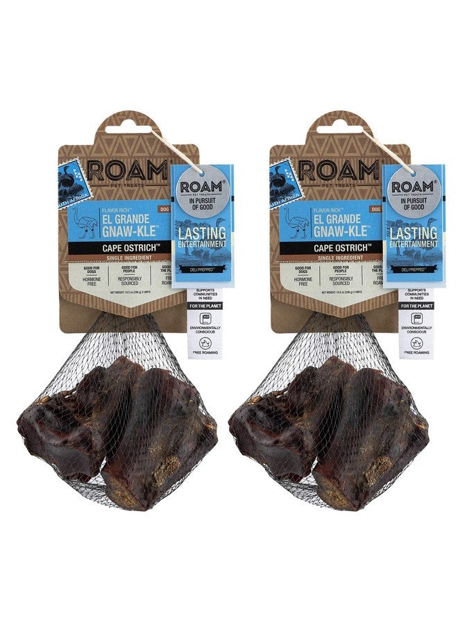 ROAM Pet Treats El Grande Gnaw-Kle Ostrich Knuckle Chew for Small to Medium Sized Dogs (Pack of 2) - Image 1