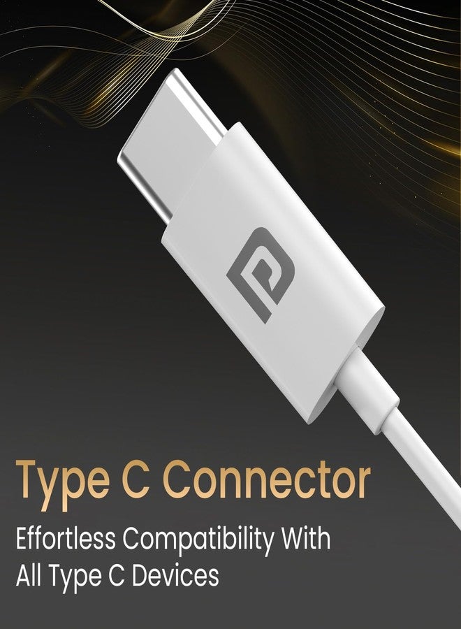 Portronics Conch Theta C in Ear Type C Wired Earphones with in Line HD Mic, Powerful Audio, 14.2mm Driver, Unique Earbuds Design, TPE Anti Tangle Wire, in line Controls, Wide Compatibility(White) - Image 3