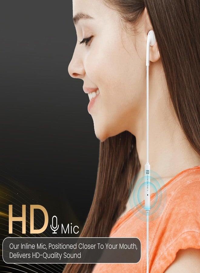 Portronics Conch Theta C in Ear Type C Wired Earphones with in Line HD Mic, Powerful Audio, 14.2mm Driver, Unique Earbuds Design, TPE Anti Tangle Wire, in line Controls, Wide Compatibility(White) - Image 2