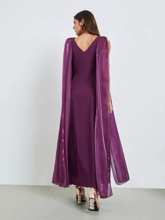 Styli  Styli Purple Sleeveless Draped Detail A-Line Maxi Dress for Women | Best Price UAE