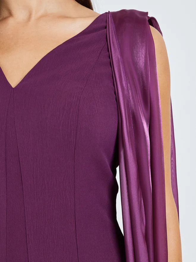 Styli  Styli Purple Sleeveless Draped Detail A-Line Maxi Dress for Women | Best Price UAE