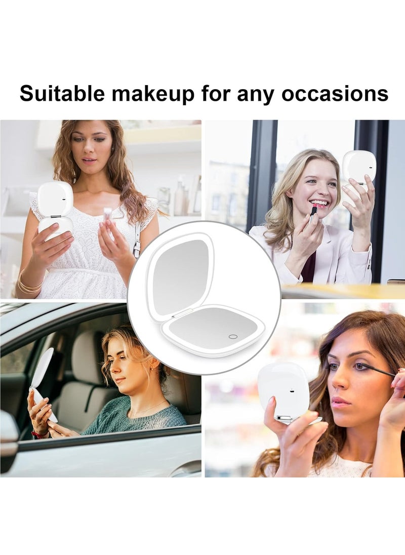 GUDOO - Compact Mirror Lighted Travel Makeup Mirror with 1X/10X Magnifying Double Sided Dimmable Portable Pocket for Handbag and Pocket USB Charging - Image 1