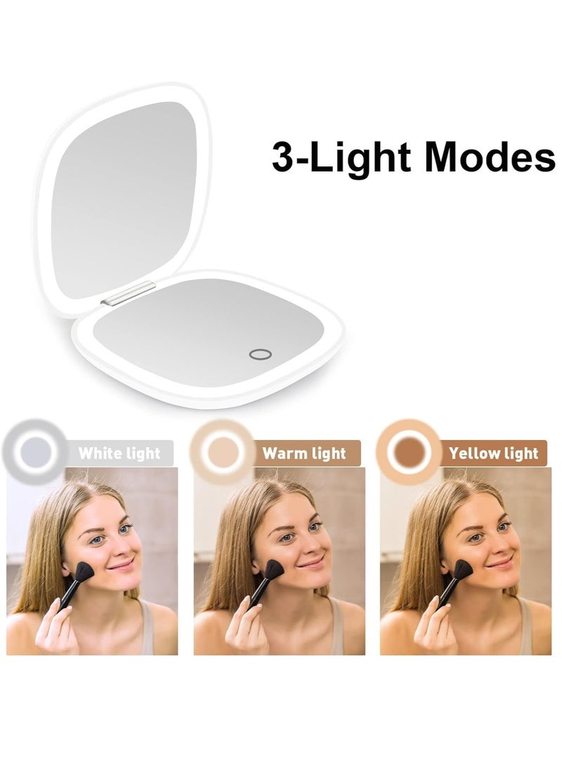 GUDOO Compact Mirror Lighted Travel Makeup Mirror with 1X/10X Magnifying Double Sided Dimmable Portable Pocket for Handbag and Pocket USB Charging  - Image 2