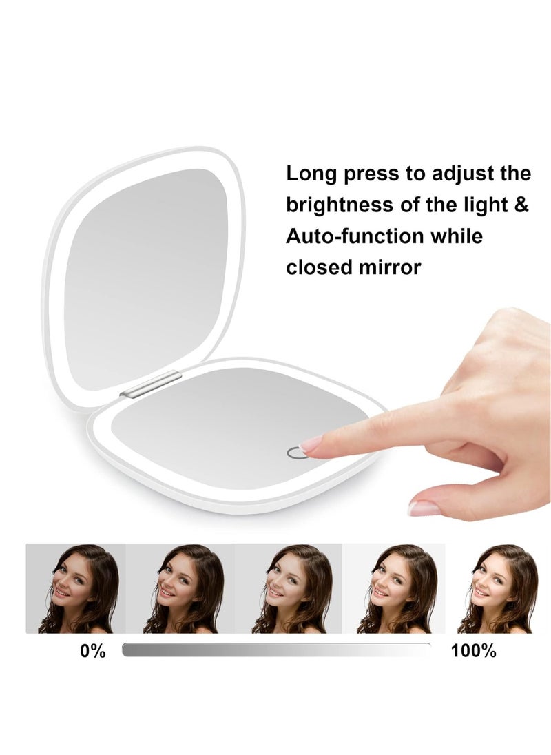 GUDOO Compact Mirror Lighted Travel Makeup Mirror with 1X/10X Magnifying Double Sided Dimmable Portable Pocket for Handbag and Pocket USB Charging  - Image 5