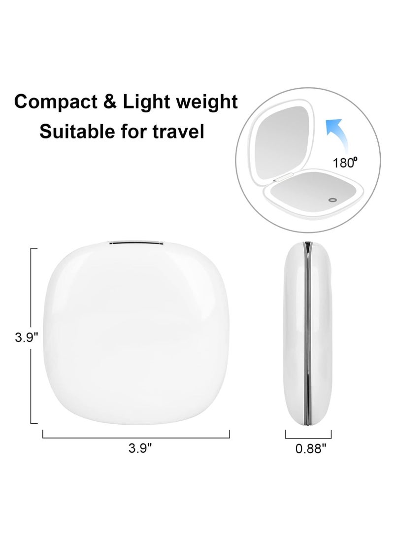 GUDOO - Compact Mirror Lighted Travel Makeup Mirror with 1X/10X Magnifying Double Sided Dimmable Portable Pocket for Handbag and Pocket USB Charging - Image 1